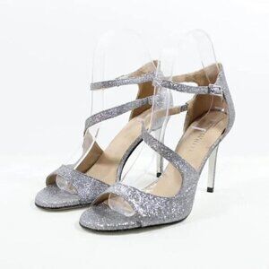 Ron White "Vallie" open toe silver glitter heel Brand NEW Italy
